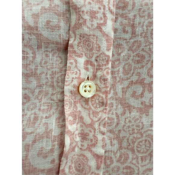 Vilebrequin Mens Pink White Floral Print Linen‎ Button-Up Shirt Size Large - Picture 4 of 7